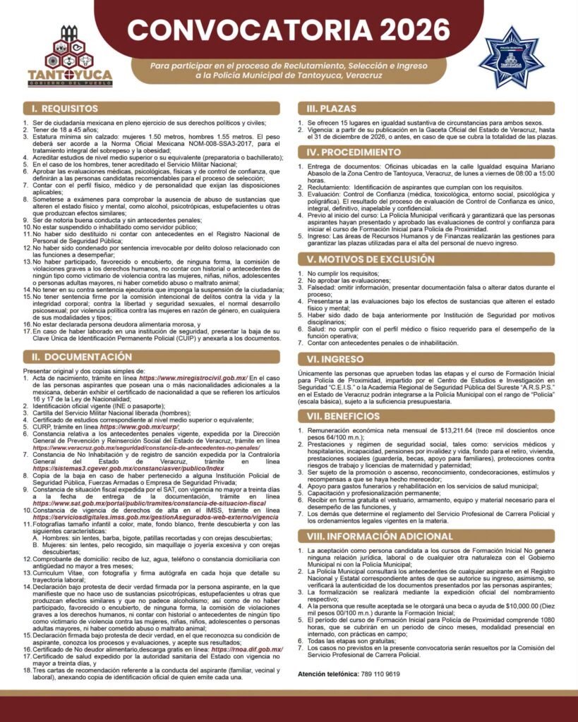 761319141_1080575647836954_774542859888146607_n-819x1024 Emite Ayuntamiento de Tantoyuca convocatoria para ingresar a la Policía Municipal