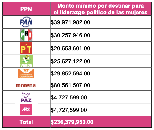 INE2 Deberán destinar los ocho Partidos Políticos Nacionales más de 236 MDP al liderazgo político de las mujeres en 2027